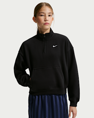 Nike Sportswear Studio Fleece Big Kids' (Girls') Oversized 1/4-Zip